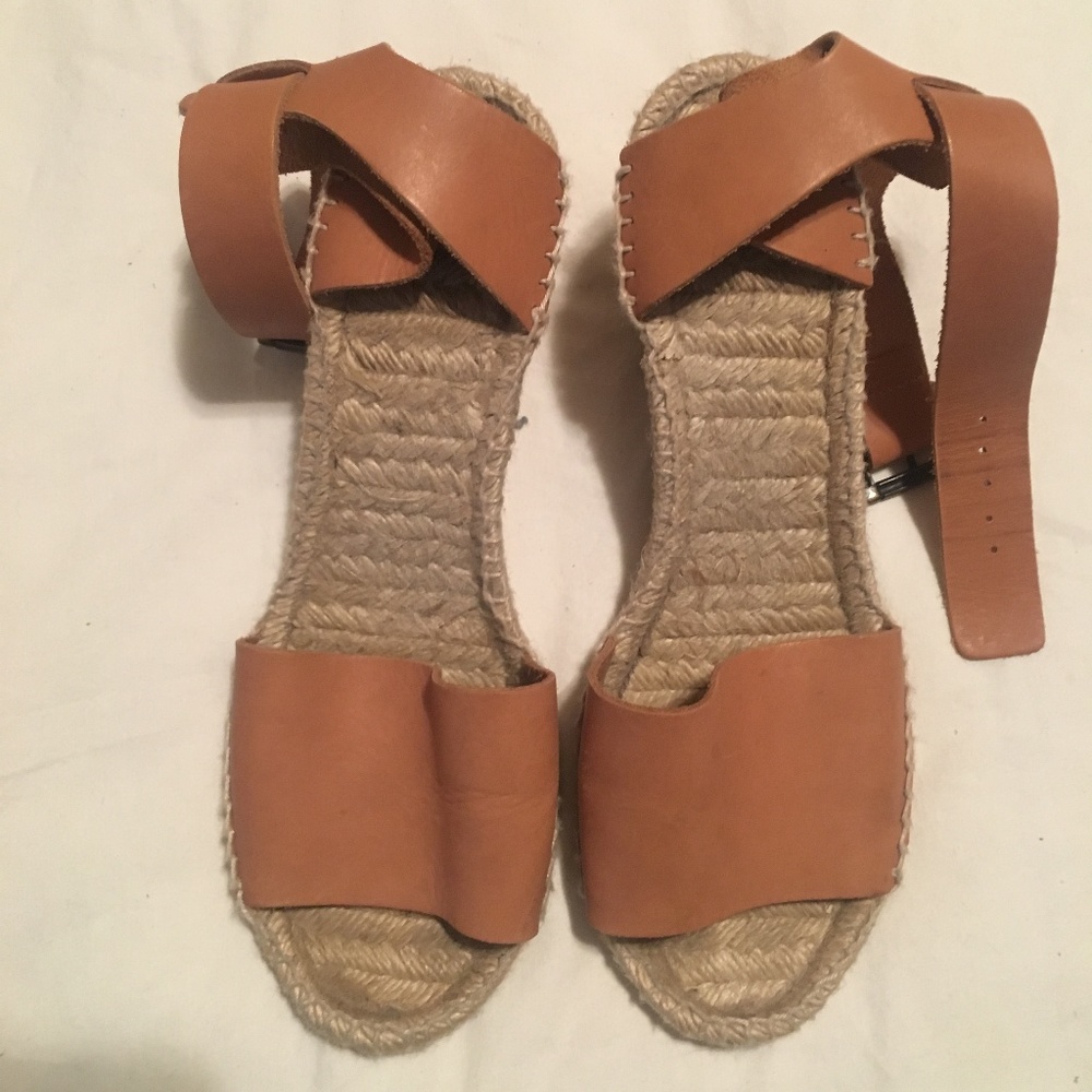 Espadrilles Brown Leather with Ankle Strap